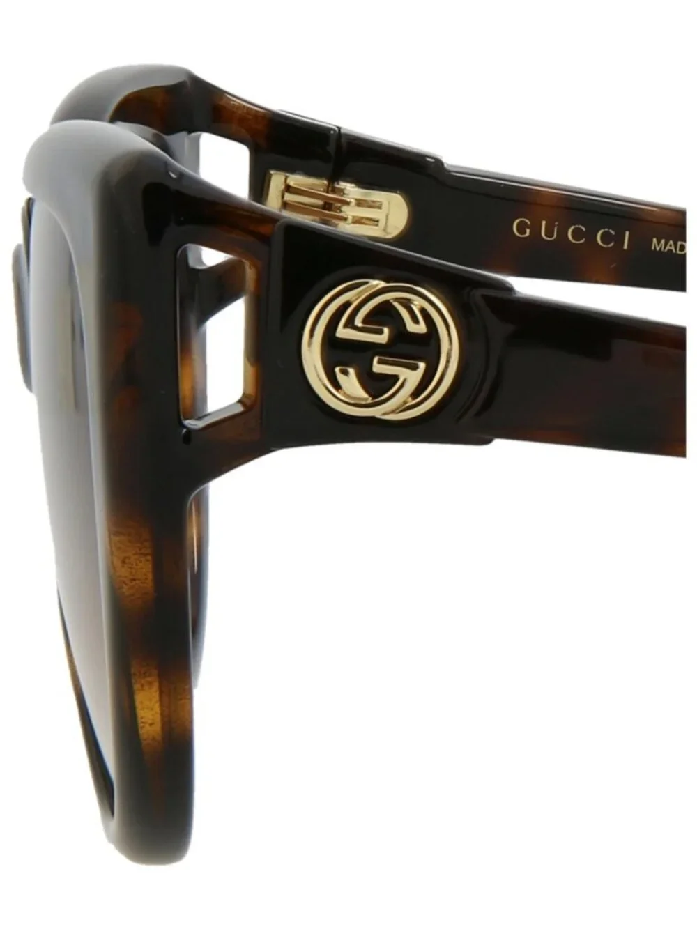New Gucci Women's Sunglasses Cat Eye Injection Frame Havana Havana Brown